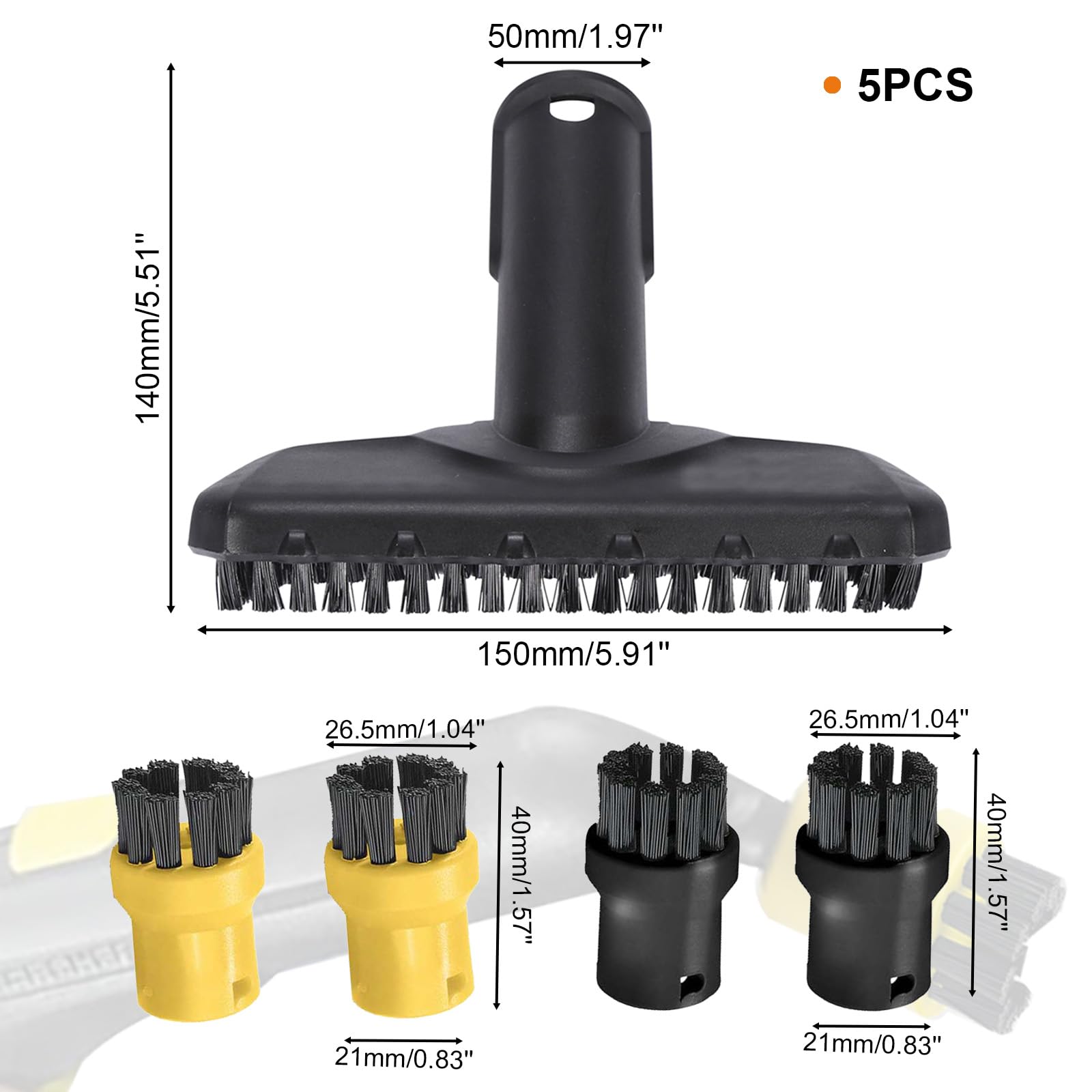 SaferCCTV Steam Cleaner Accessories Compatible with Karcher SC1 SC2 SC3 SC4 SC5,Steam Cleaner Replacement Parts Sets,5 Brush Nozzles