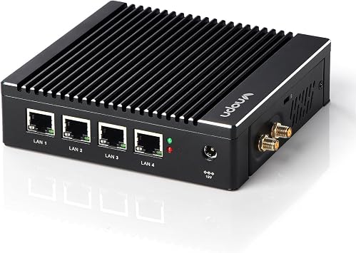 Fanless Micro Firewall Appliance Mini PC Intel J3710 Quad Core, 4 x Intel i226 Ethernet LAN Network Gateway Soft Router Controller, AES NI Test with pf-Sense/opn-Sense 8G 128GB