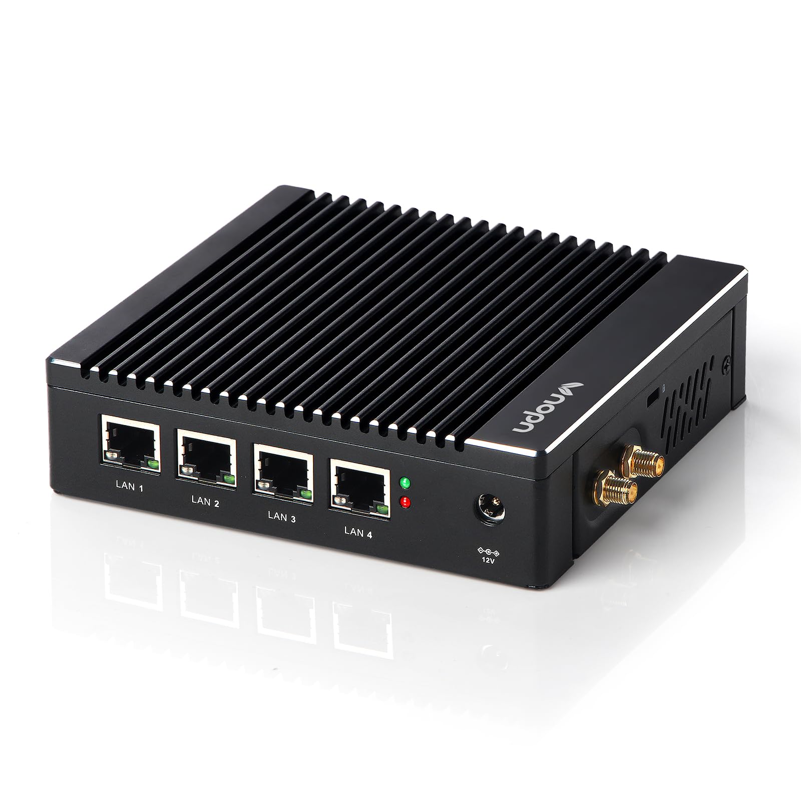 Fanless Firewall Appliance Intel N3700/N3710 4C/4T, Firewall Mini PC 4 x Intel i225/i226 LAN Ports DDR3 SSD, Network Gateway Soft Router, Support P-F-Sense AES NI HD/VGA/Wi-Fi (4G 64G)