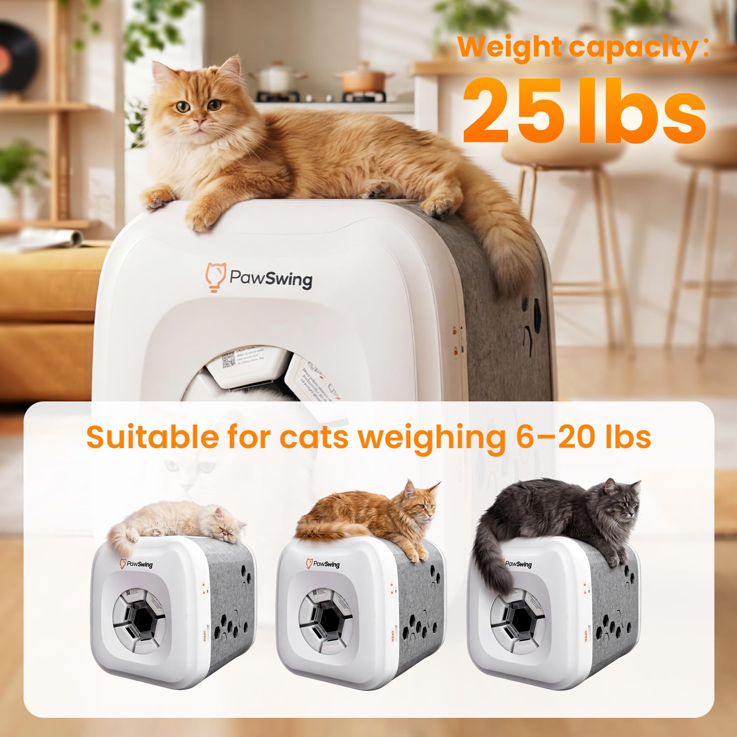Cepillo automático para gatos de 360°, respetuoso con la piel, con cerdas rodantes, autolimpieza, colector de pelo para control de desprendimiento y bolas de pelo, casa de peluquería inteligente para