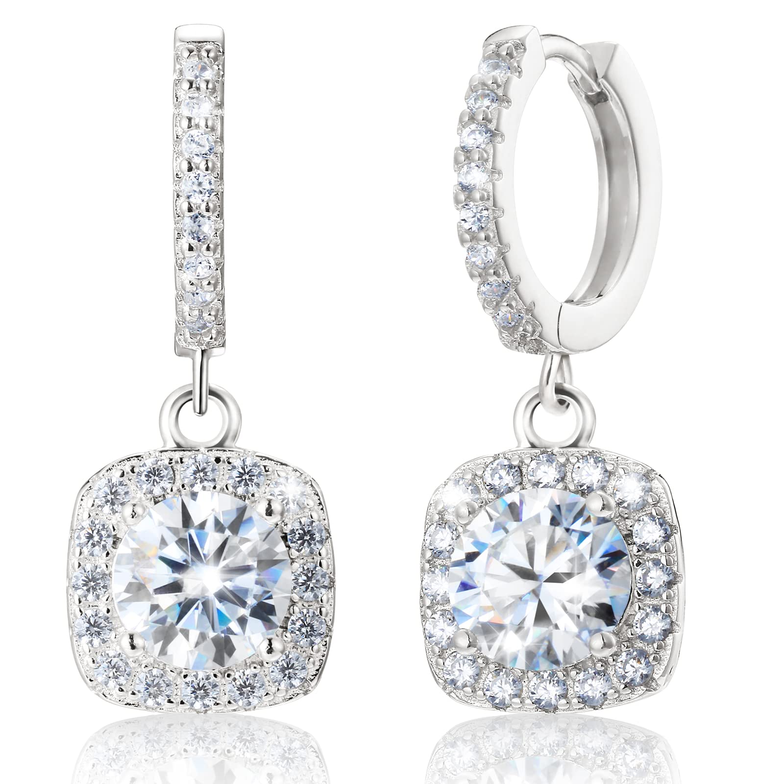 Absolute pearlABSOLUTE Moissanite Earrings for Women 925 Sterling Silver Drop Earrings for Women D Color VVS1 Clarity Moissanite Earrings for Women Girls Promise Birthday Christmas With Certificate