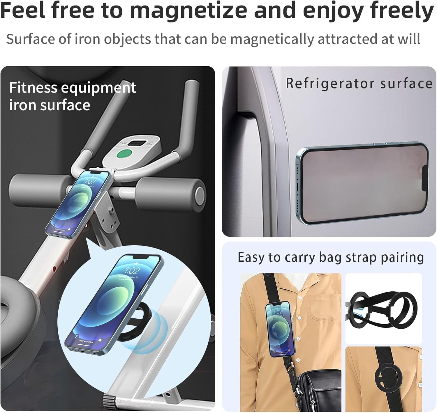 Magnetic Phone Ring Holder for MagSafe 360°Rotation Finger Grip Stand Adjustable Cellphone Kickstand Mag Safe Accessories for iPhone 16/15/14/13/12 Series Black