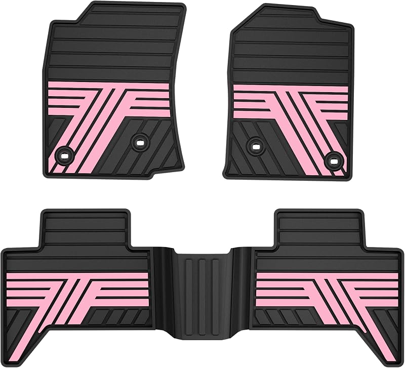 Tapetes Automotivos de Borracha TTX LIGHTING para Toyota Tacoma 2005–2011, Preto e Rosa, Cabine Dupla, 3 Peças