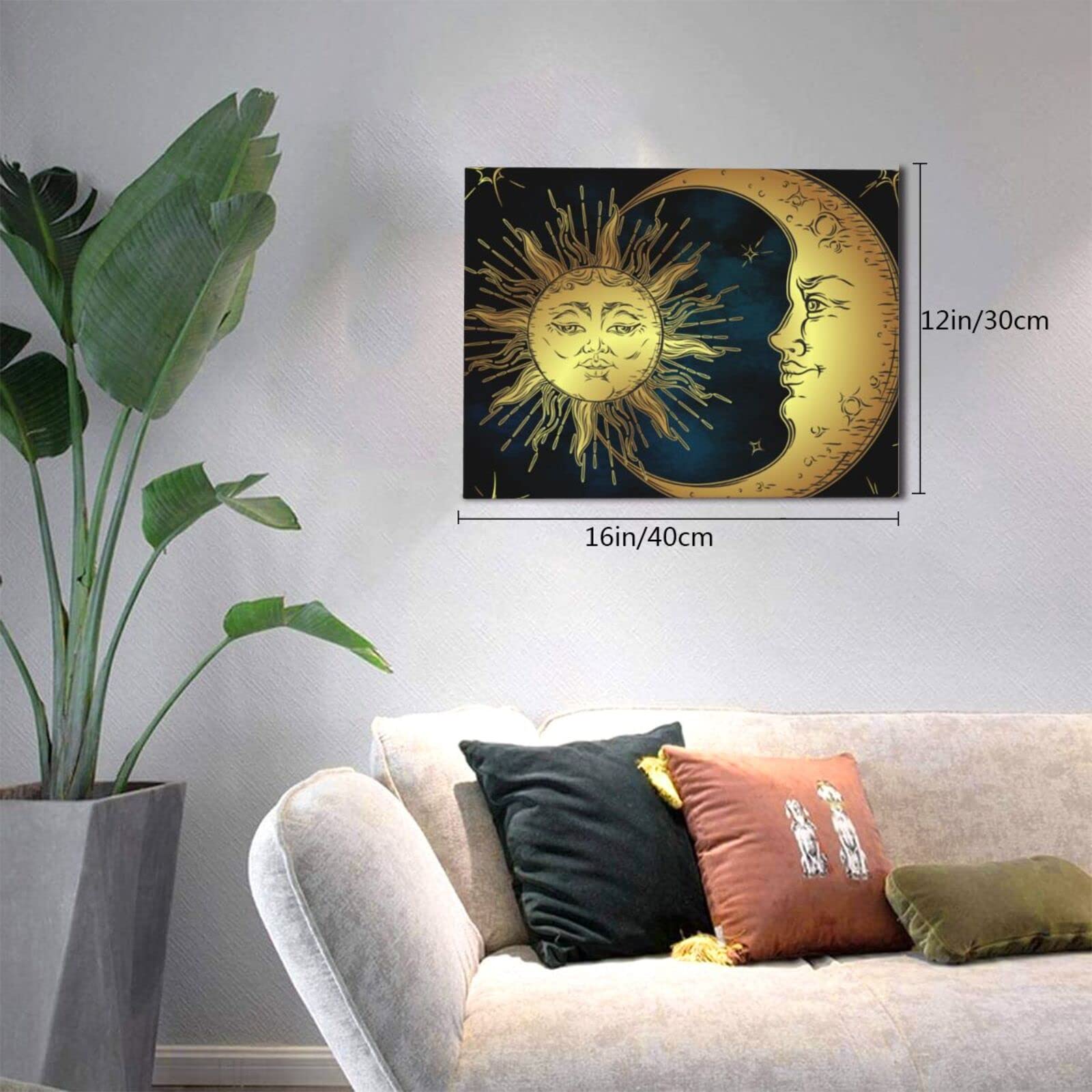 Amazon｜アンティーク ゴールド 太陽と月 壁の絵 アートパネル