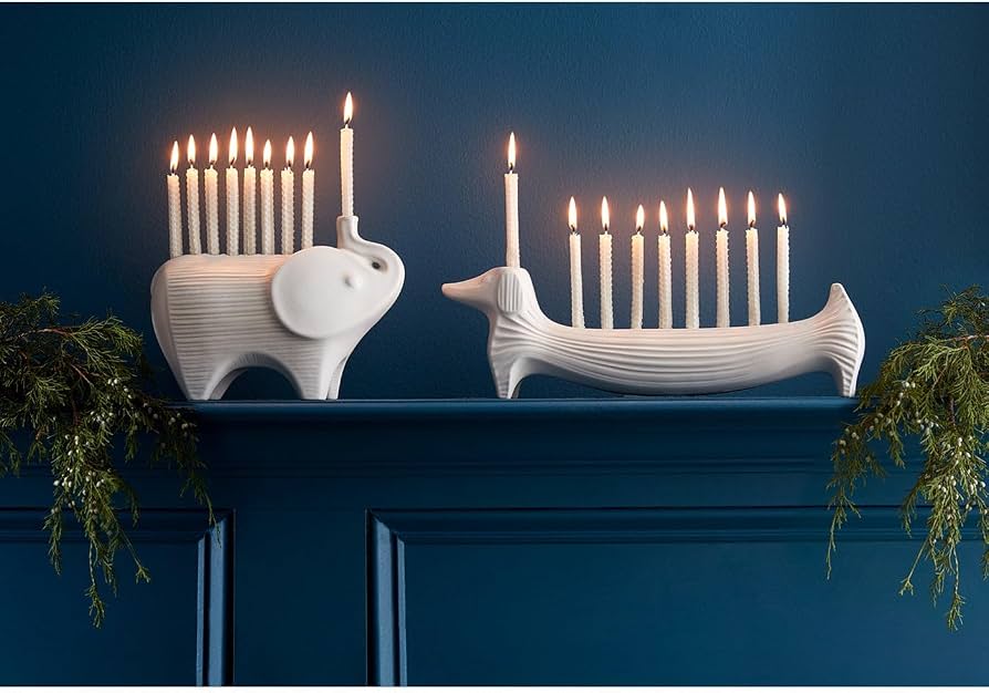 Amazon.com: Jonathan Adler Dachshund Menorah, White Ceramic | High