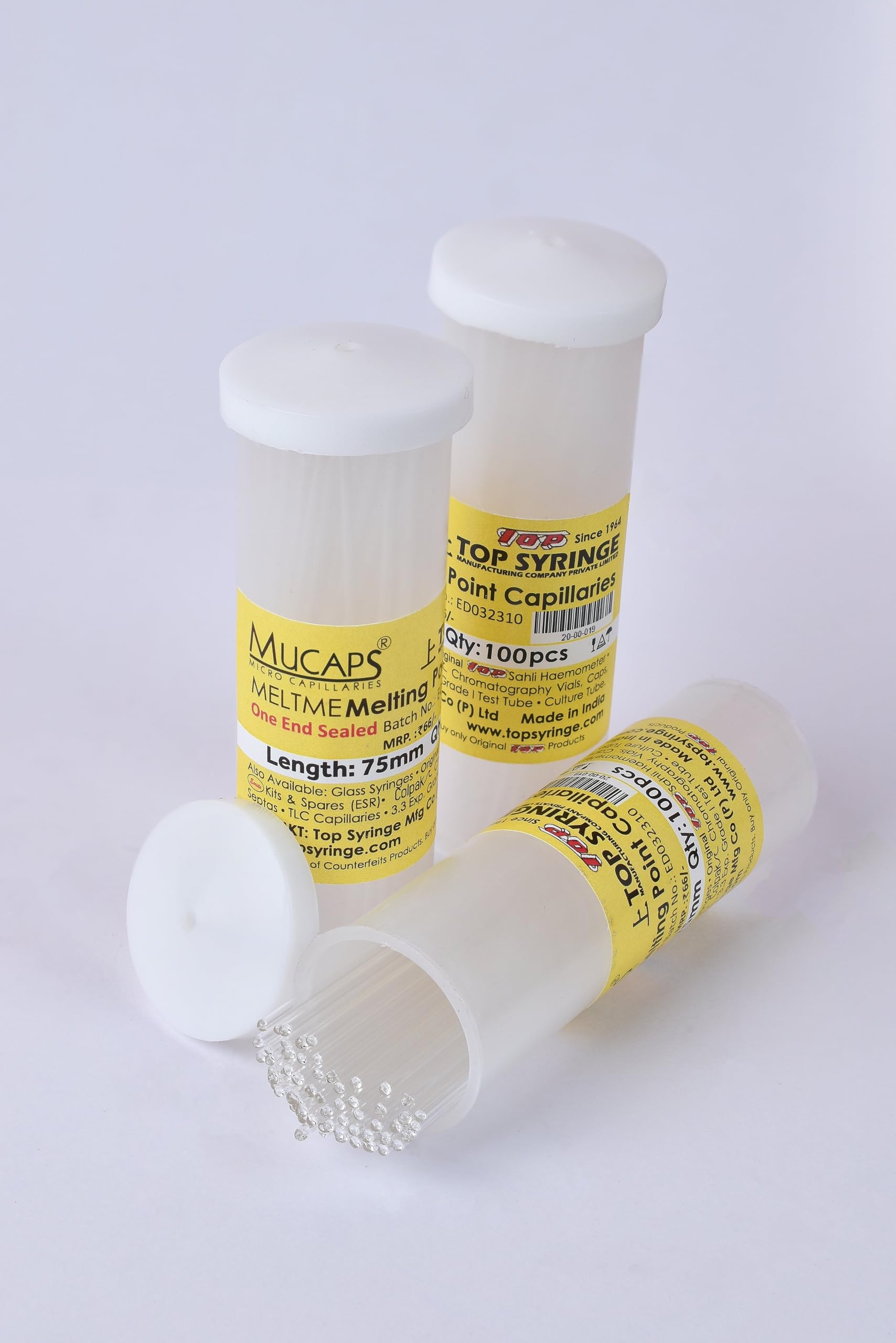 Melting Point Capillary, Length - 75mm One end sealed I.D.(1.00±0.10mm),(1 Vial with 100 Capillaries)-image-4