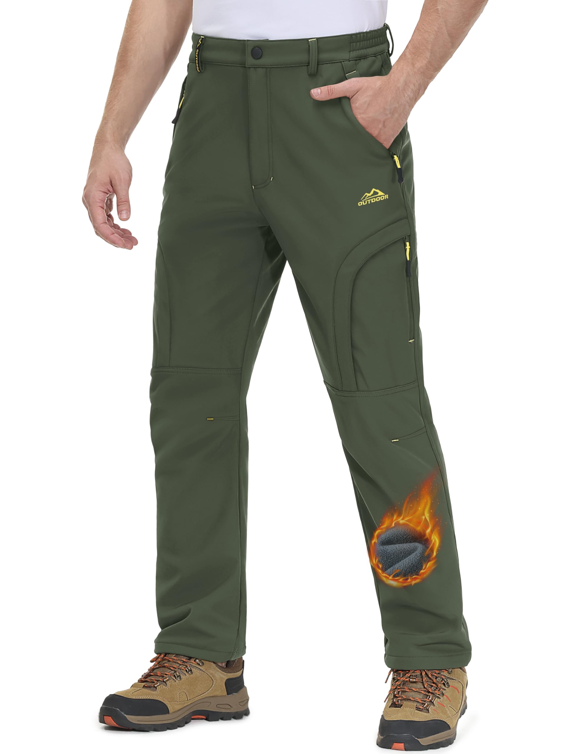 MAGCOMSEN Snow Pants for Men Water Resistant Fleece Lined 5 Zipper Pockets Winter Snowboard Hiking Insulated Ski Pants
