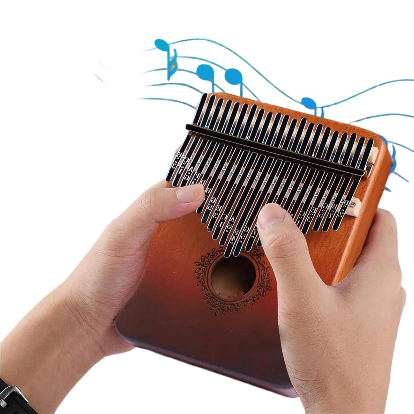 Początkująca Kalimba Kalimba 21klawiszowa Kciukowa Z Młotkami Do Strojenia I Przenośną Torbą Dla Początkujących Dorosłych(Style-Flower)