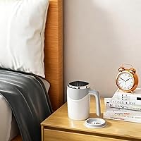 Vista 9 de Taza mezcladora giratoria con aislamiento automático automático y recargable - Taza de viaje USB para café/té/chocolate caliente/leche - 12.9 oz Gris