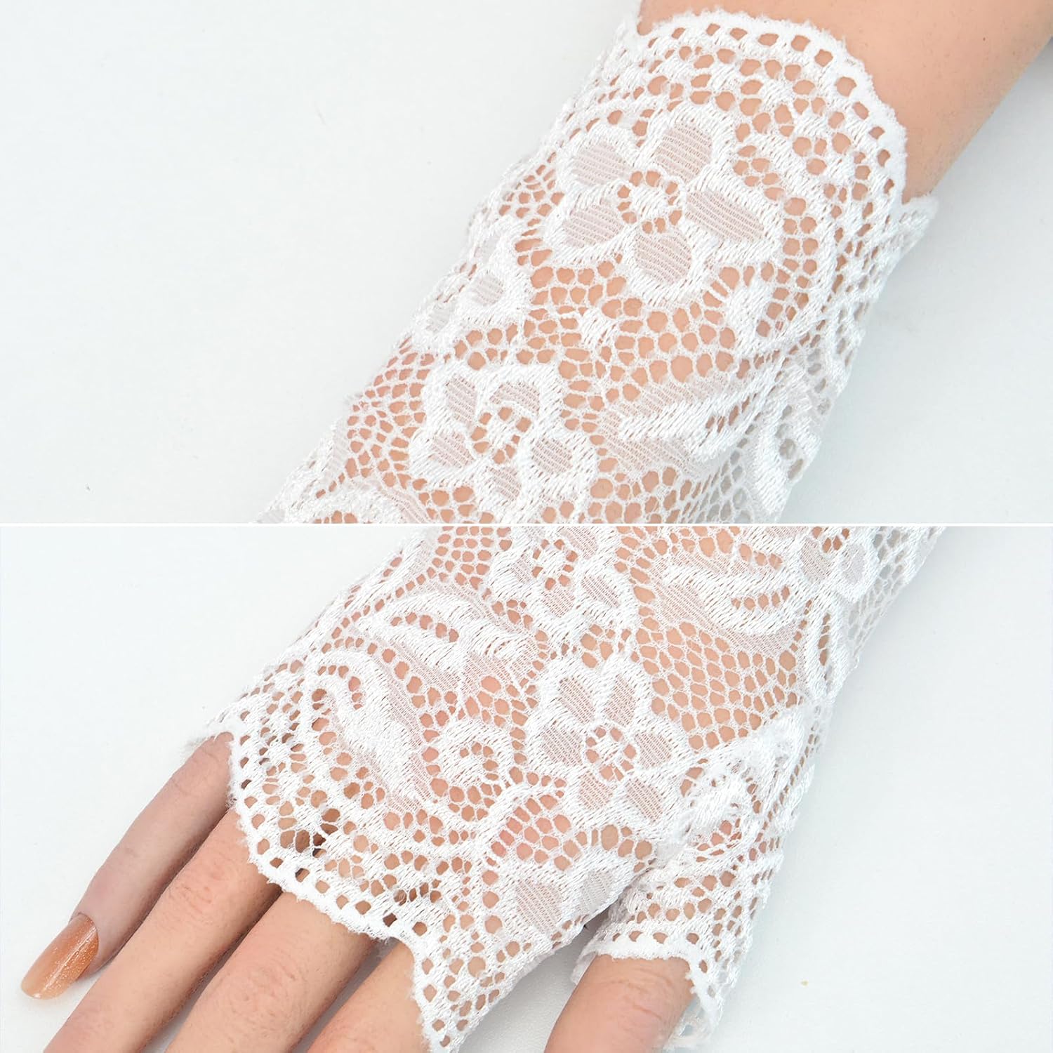 Short Lace Gloves Fingerless for Women Bridal Wrist Glove for Daily Use Opera Evening Tea Party