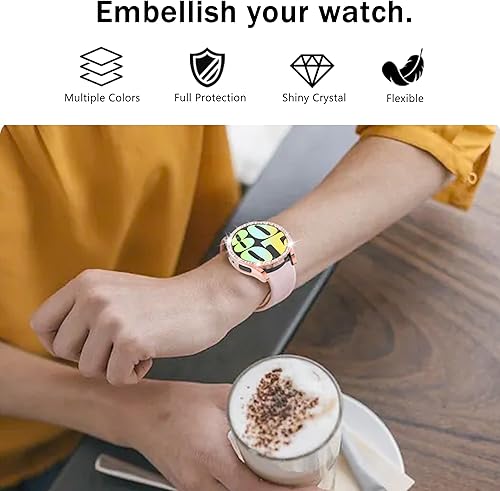 Miniatura 3 de Paquete de 16 protectores de pantalla de reloj brillante para Samsung Galaxy Watch6 de 1.575 pulgadas, funda con purpurina de poliuretano