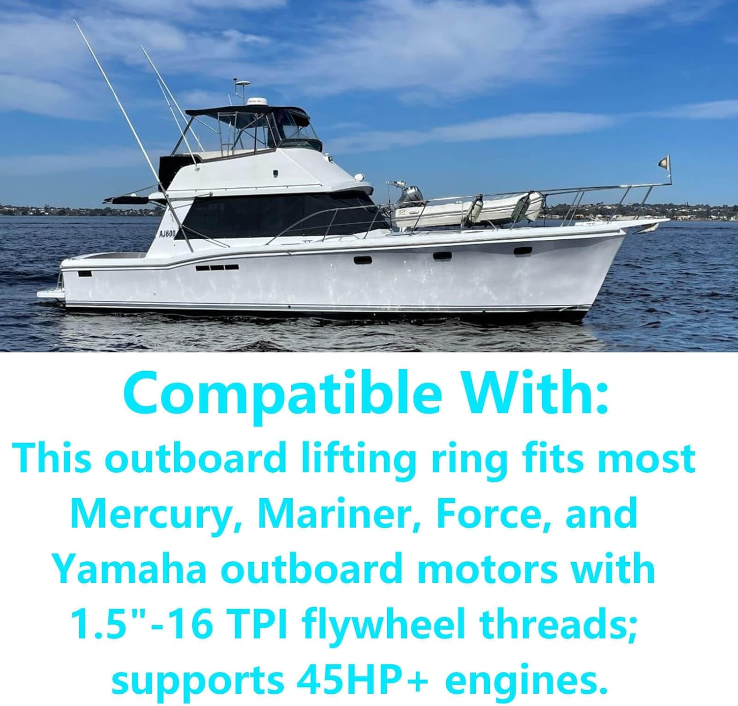 91-904551 Outboard Lifting Ring Tool Replacement For Universal Lifting System AMT0022, Mercury Outboard Lifting Eye, Flywheel Puller, Mercury Lifting Eye, Boat Tools，1.5"-16 TPI Threads 91904551