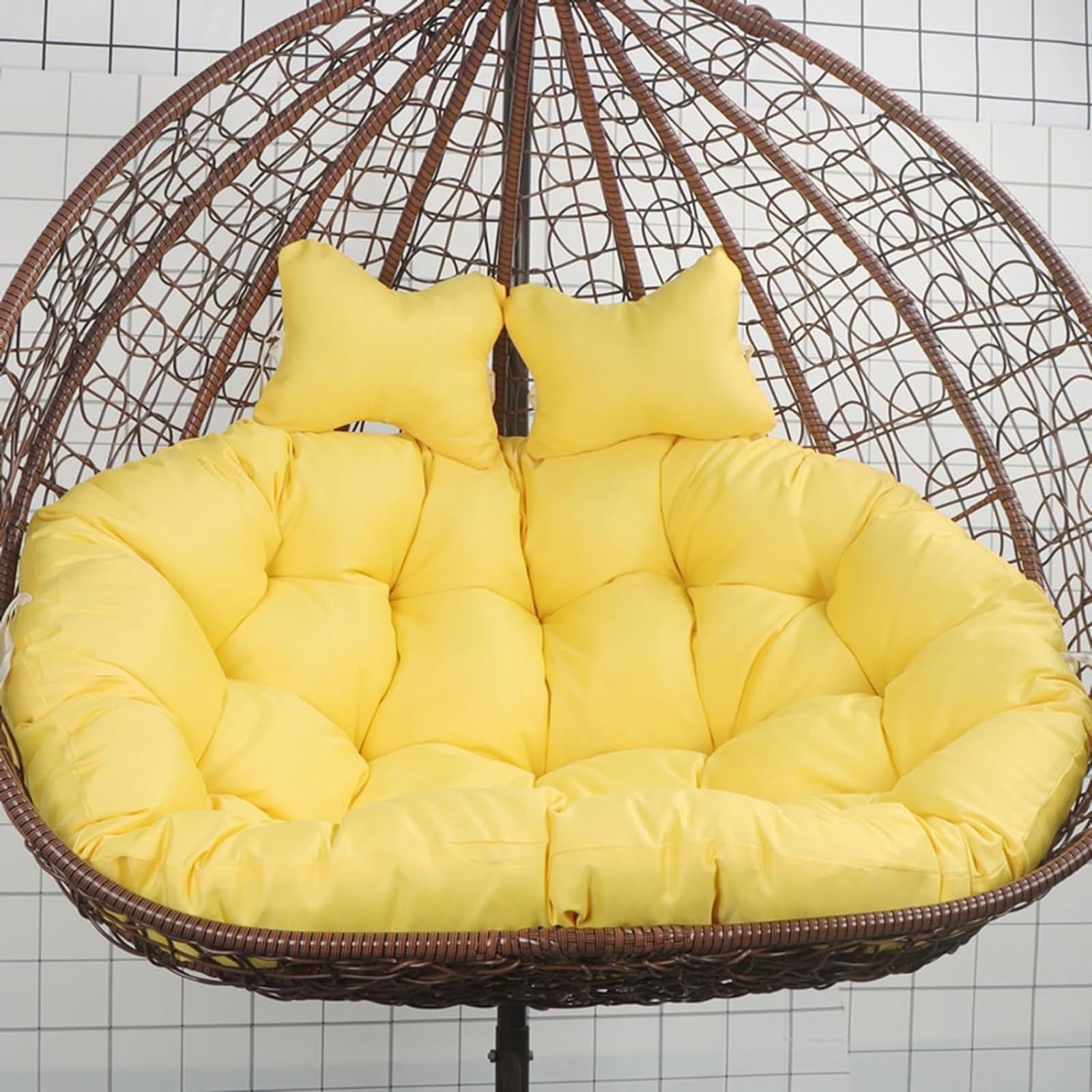 Doppeltes Hängesessel für den Außenbereich, 149,9 x 109,2 cm, weicher und bequemer Ersatz für 2-Personen-Hängematte, Schaukelkorb, Stuhl, perfekt für Entspannung und Terrassendekoration