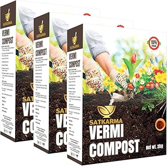 SATKARMA Vermi Compost 100% Organic Fertilizer & Manure 2Kg(Pack of 3)