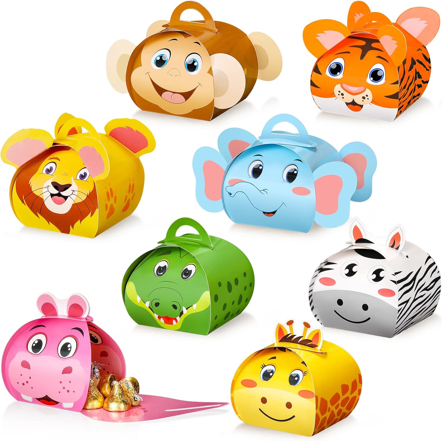 TaoBary 40 Pack Jungle Safari Animals Party Favor Boxes Small Zoo Animals Theme Happy Birthday Goodies Treat Boxes Candy Gift Bags Bulk for Kids Baby Shower School Decorations Supplies
