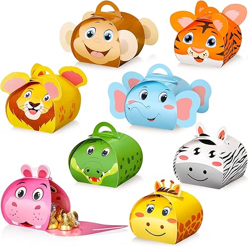 TaoBary Paquete de 40 cajas de recuerdos de fiesta de animales de safari de la selva pequeños con temática de animales de zoológico de feliz