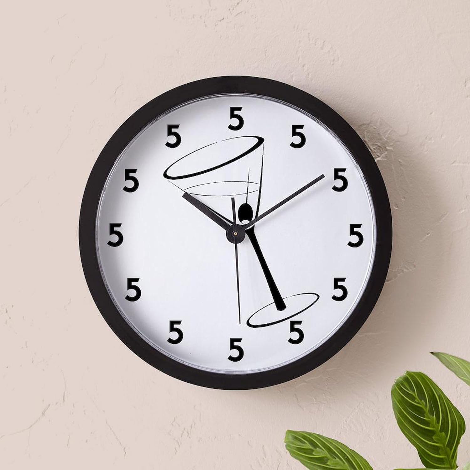 CafePress Martini Hour 5 Oclock 10" Wall Clock for Livingroom, Kitchen, or Office