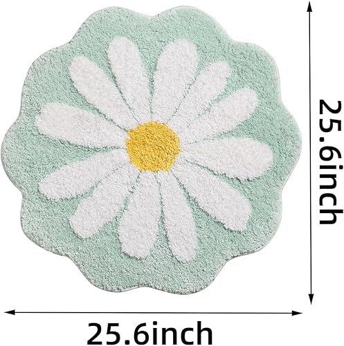 Miniatura 2 de Bonita alfombra de baño, alfombra antideslizante de absorción de agua, suave, lavable a máquina, para dormitorio, cocina, baño, inodoro, 25.6 x 25.6