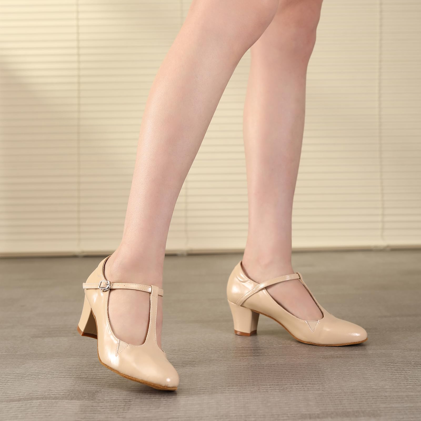 Zapatos de Baile de Salón para Mujer Punta Cerrada Latino Profesional Zapatos Baile Salsa Tango con Tacón de 5 cm