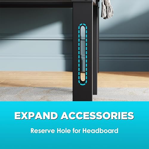 Miniatura 7 de Base de cama con plataforma de metal base de colchón de 18 pulgadas de alto no necesita somier listones de acero resistente sin ruido fácil montaje