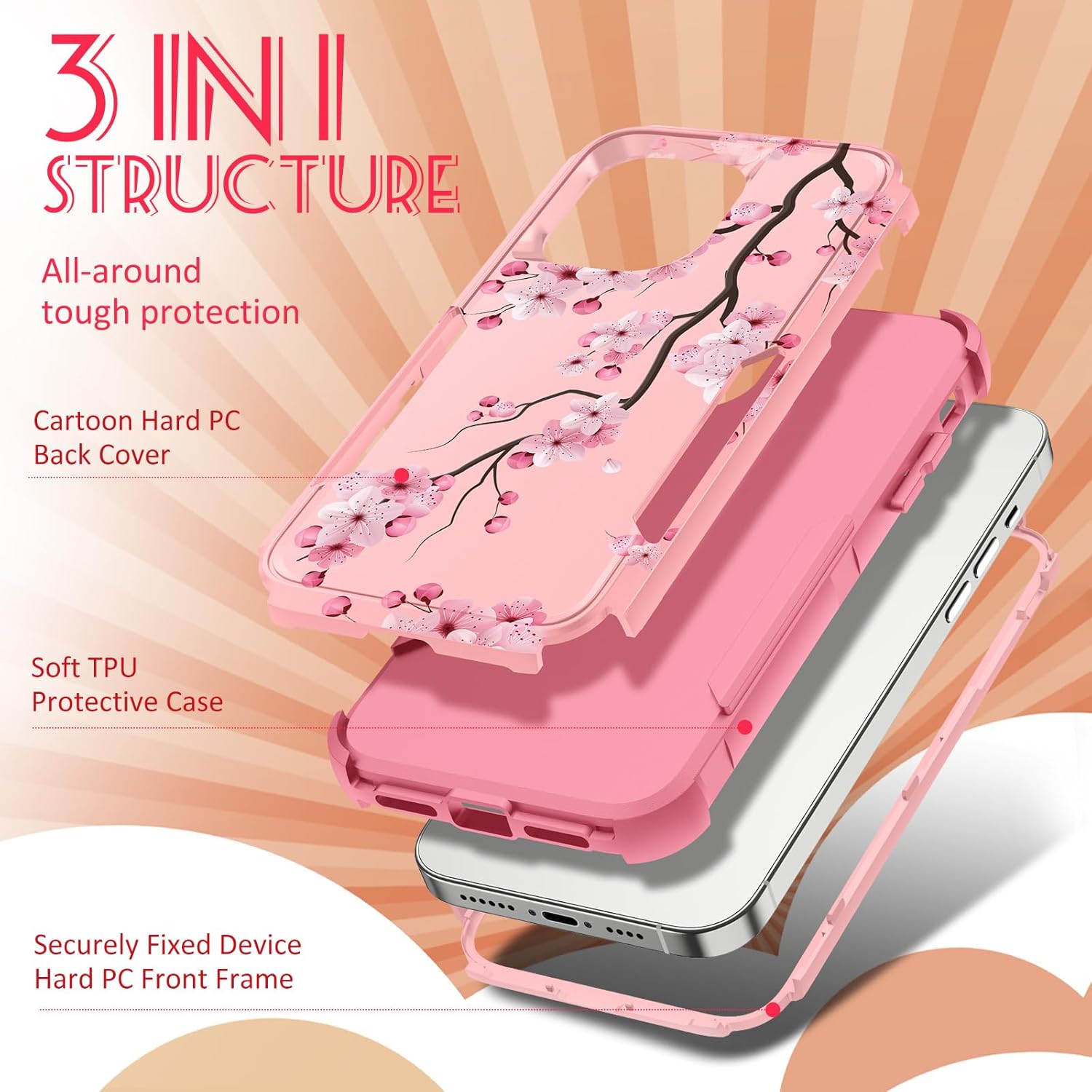 for iPhone 12 Pro Max Case - Women Cute Girls Phone Cover Girly Aesthetic Unique Design Kawaii Flower Heavy Duty Protective Hard Shockproof Military Grade Funda for iPhone 12 ProMax - Image 4