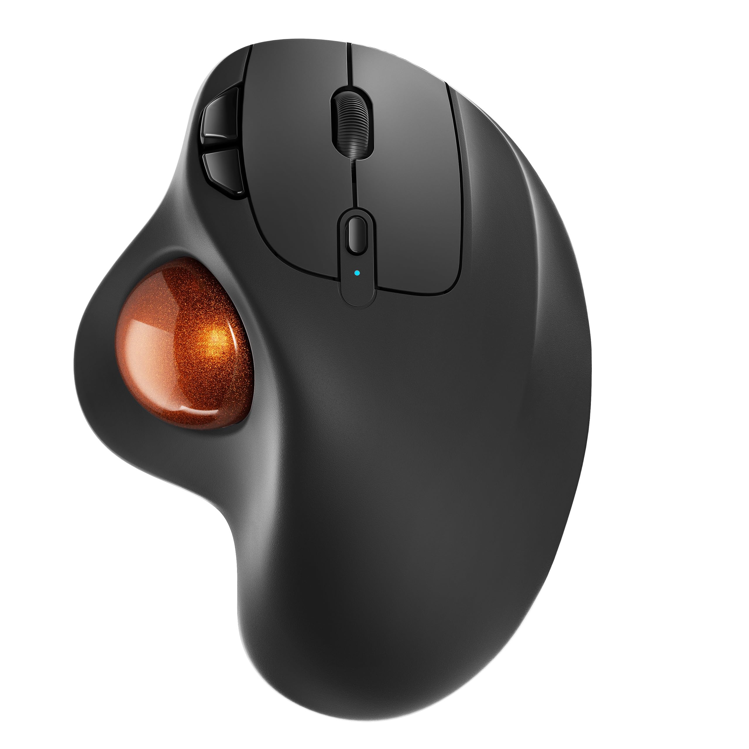 Nulea Trackball inalámbrico M501: recargable, ergonómico, accionado por el pulgar, preciso, 3 dispositivos a través de Bluetooth/USB, se adapta a PC, portátil, Mac, Windows (naranja oscuro)