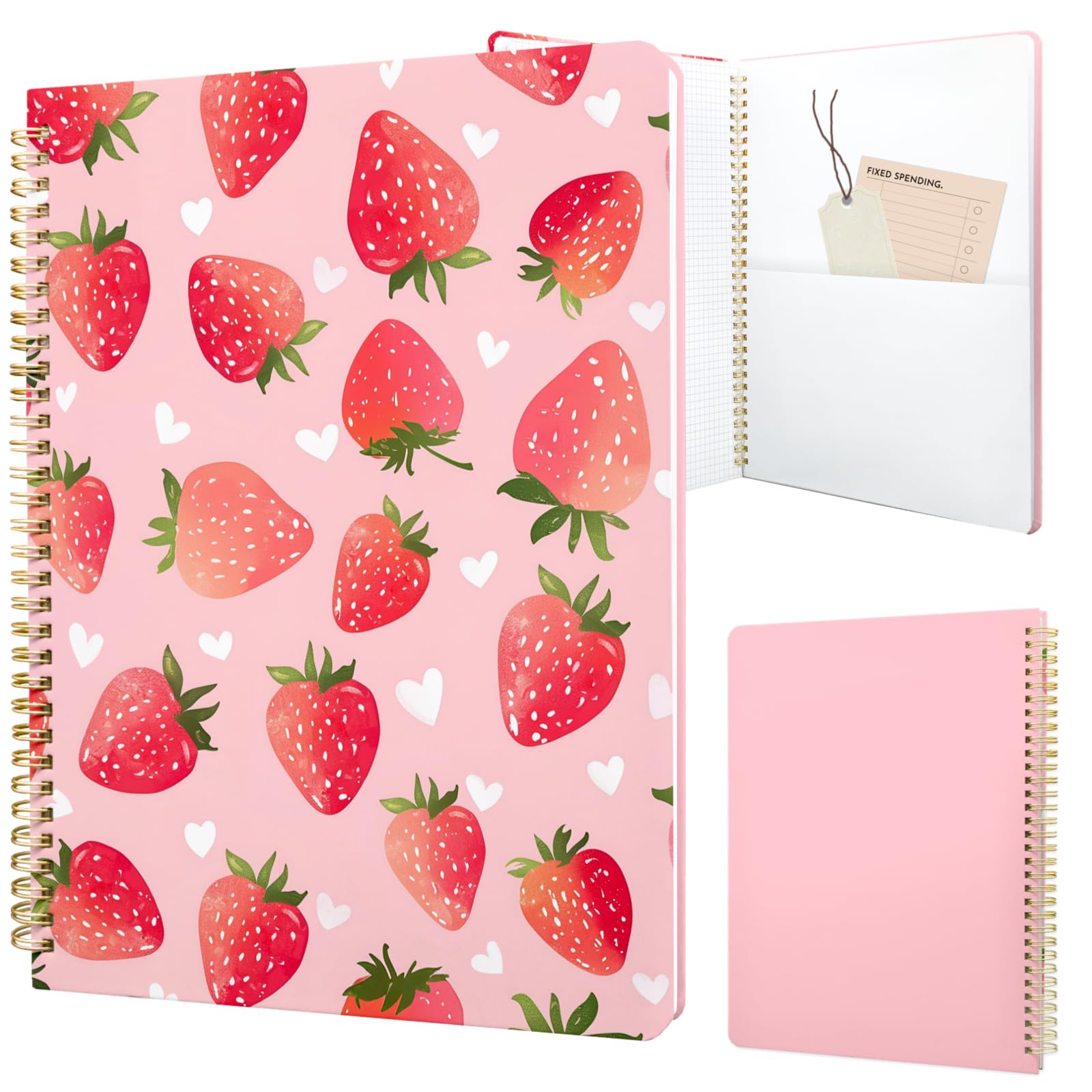 Cute Spiral Notebook 8.5 x 11 Graph Paper Journal A4, Strawberry