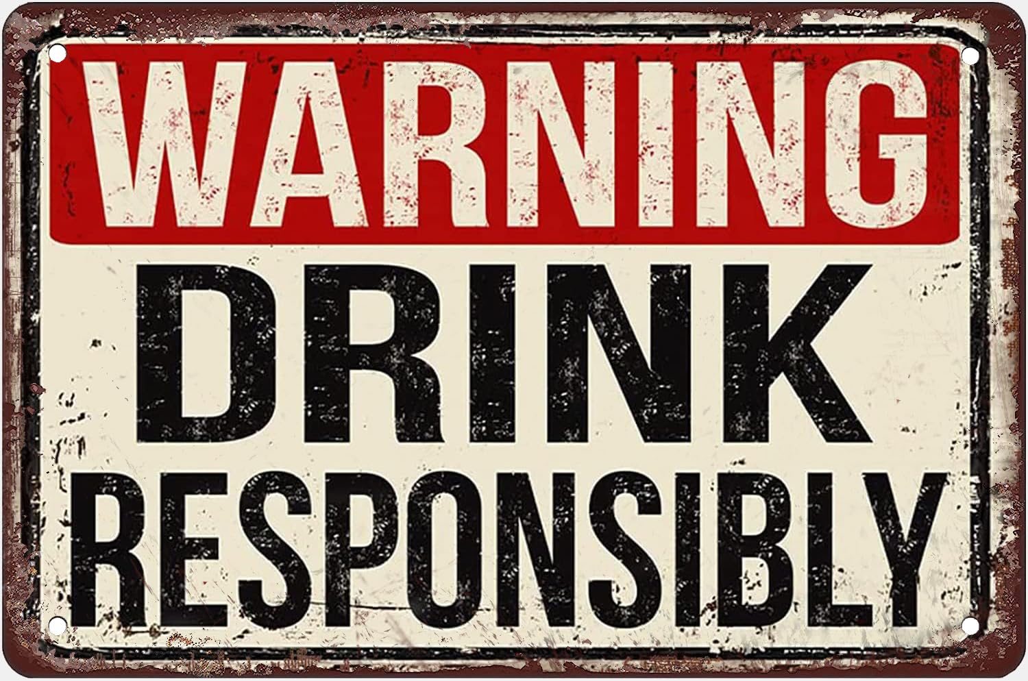 Pibonto Women's Wall Art Metal Tin Sign Drink Responsibly Warning Beer Sign Caution Wall Decor For Bars Club Decor Gift For Men 8X5.5 Inch Plaque Tin Sign