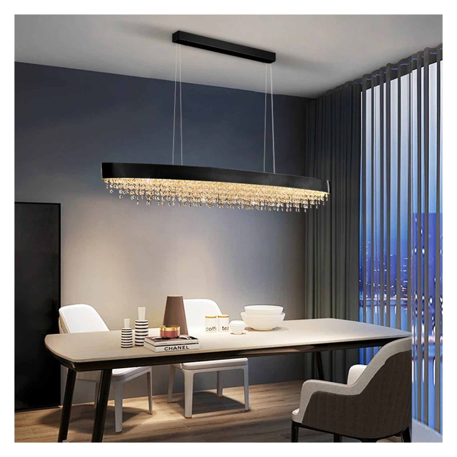 Lampadario Cristallo Moderno Oro - Per Sala Da Pranzo E Cucina Con Isola, Lampada Soffitto A LED