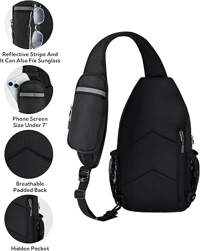 Miniatura 60 de Waterfly - Mochila cruzada tipo bandolera para viajes y caminatas, bolsa de pecho, Gris, talla única