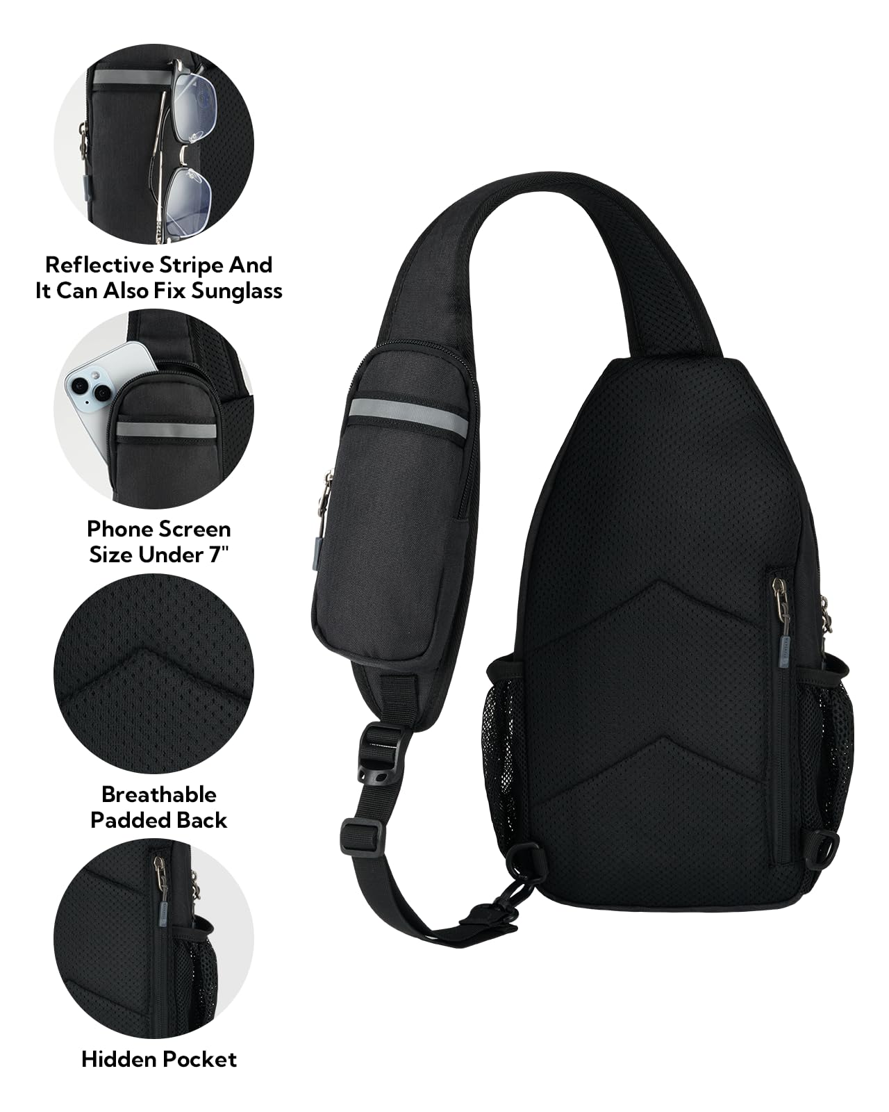 WATERFLY Piccola borsa da trekking: zaino incrociato per uomo e donna con tracolla delicata sulla pelle