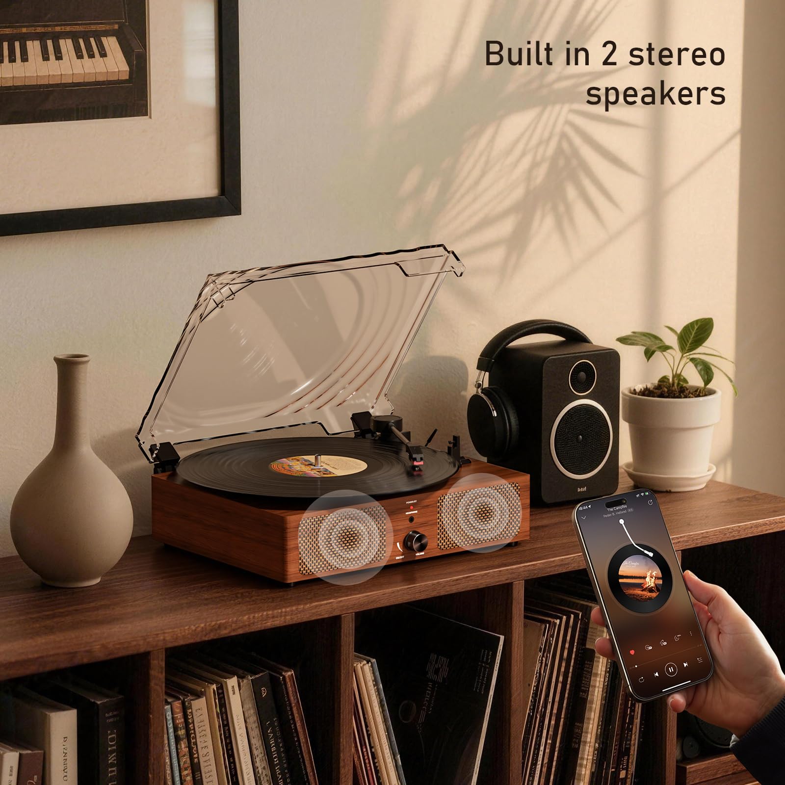 ミュージック adnk Toca-discos de vinil Bluetooth com alto-falantes integrados e toca