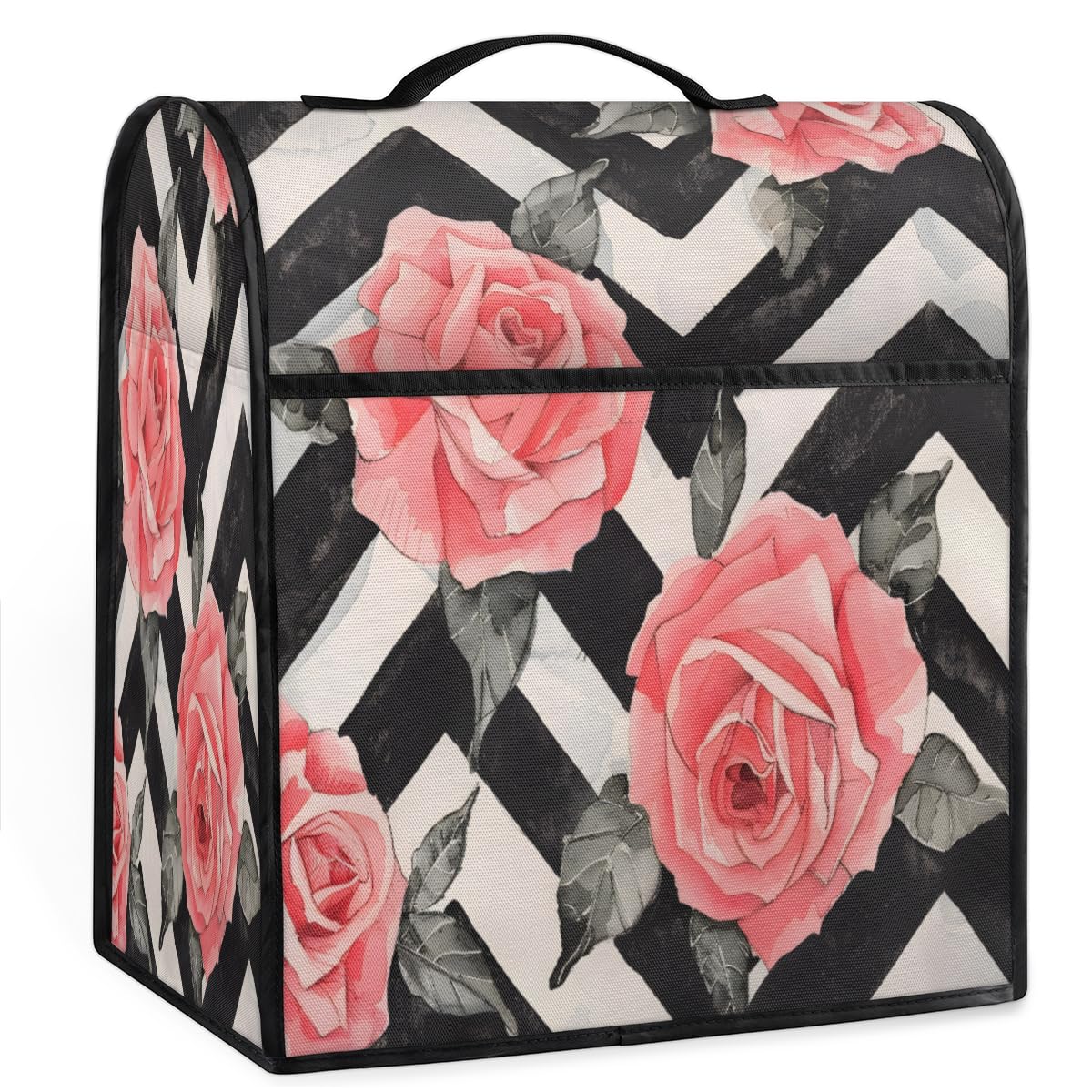 Coffee Maker Cover Zigzag Rose Kitchen Appliance Covers Small Appliance Covers Blender Cover Juicer Cover Dust Covers for Kitchen Appliances with Top Handle and Pockets,Washable,B487