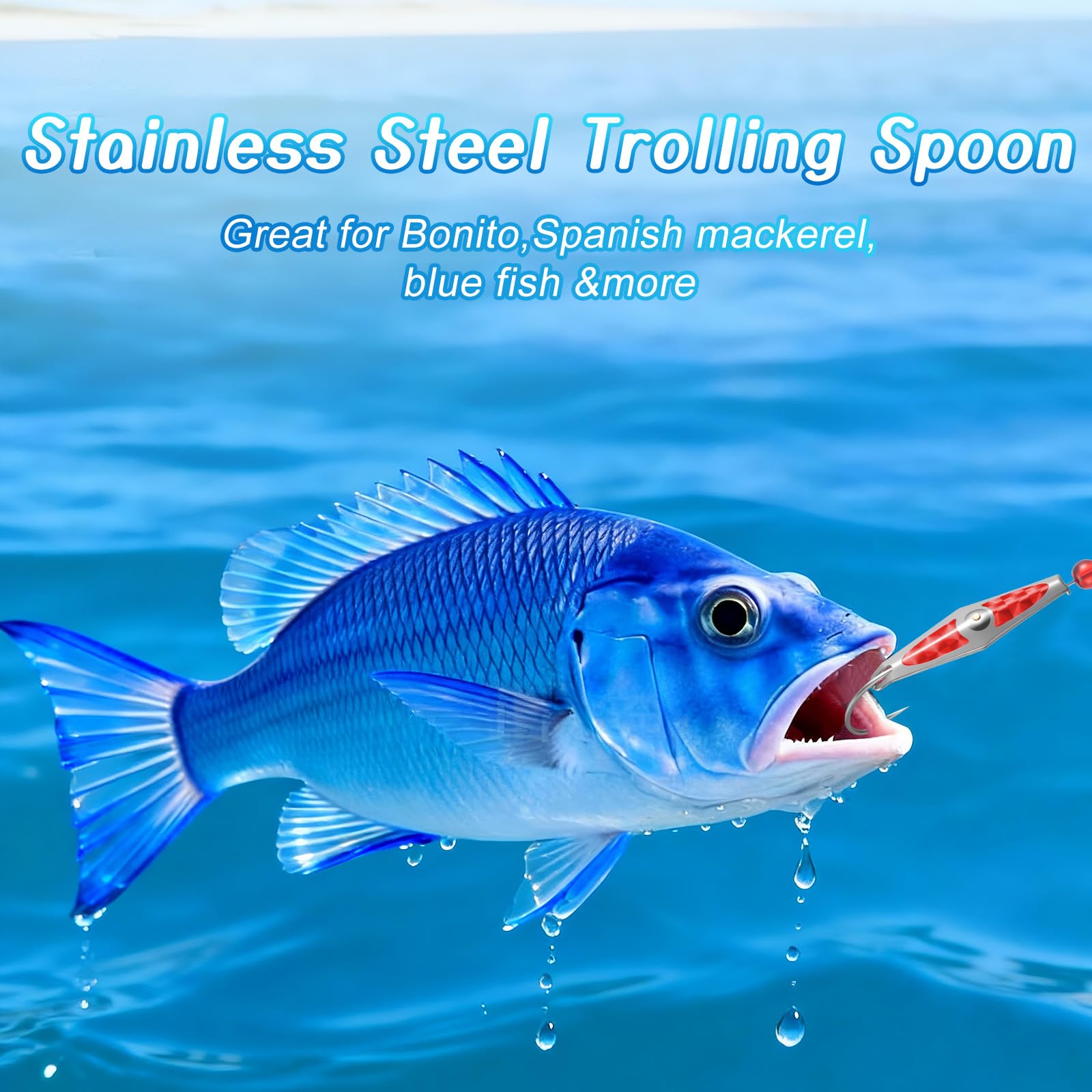 Soulchen 10 cucchiaini per pesca a traina, cucchiaini di precisione per sgombro spagnolo, tonno, bonito atlantico e altro ancora