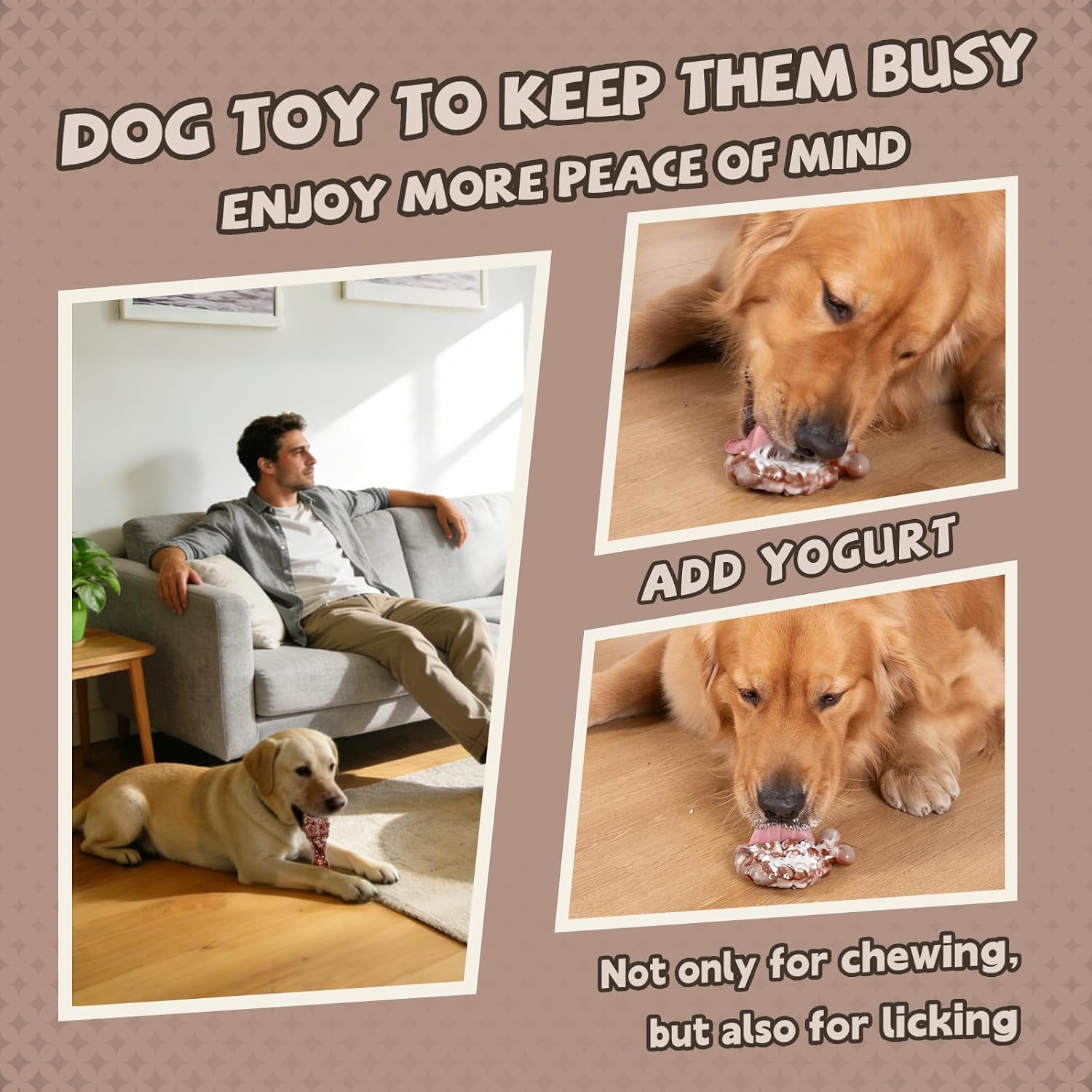  Indestructible Dog Toys for Aggressive Chewers 3 Pack, Tough Dog Chew Toys for Aggressive Chewers Medium and Large Breeds, Durable Dog Toy to Keep Them Busy, Bacon Flavored thumbnail