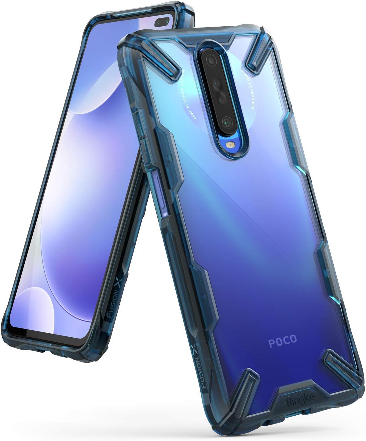 Ringke Fusion-X Compatible with Redmi K30 Case, Poco X2 Model Case, Clear Back Heavy Duty Shockproof TPU Rugged Bumper Phone Cover - Space Blue