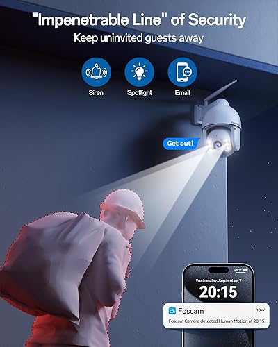Miniatura 6 de FOSCAM Cámaras de seguridad inalámbricas de 4K8MP para exteriores, cámara de vigilancia WiFi de 5 GHz y 2.4 GHz con seguimiento automático, zoom