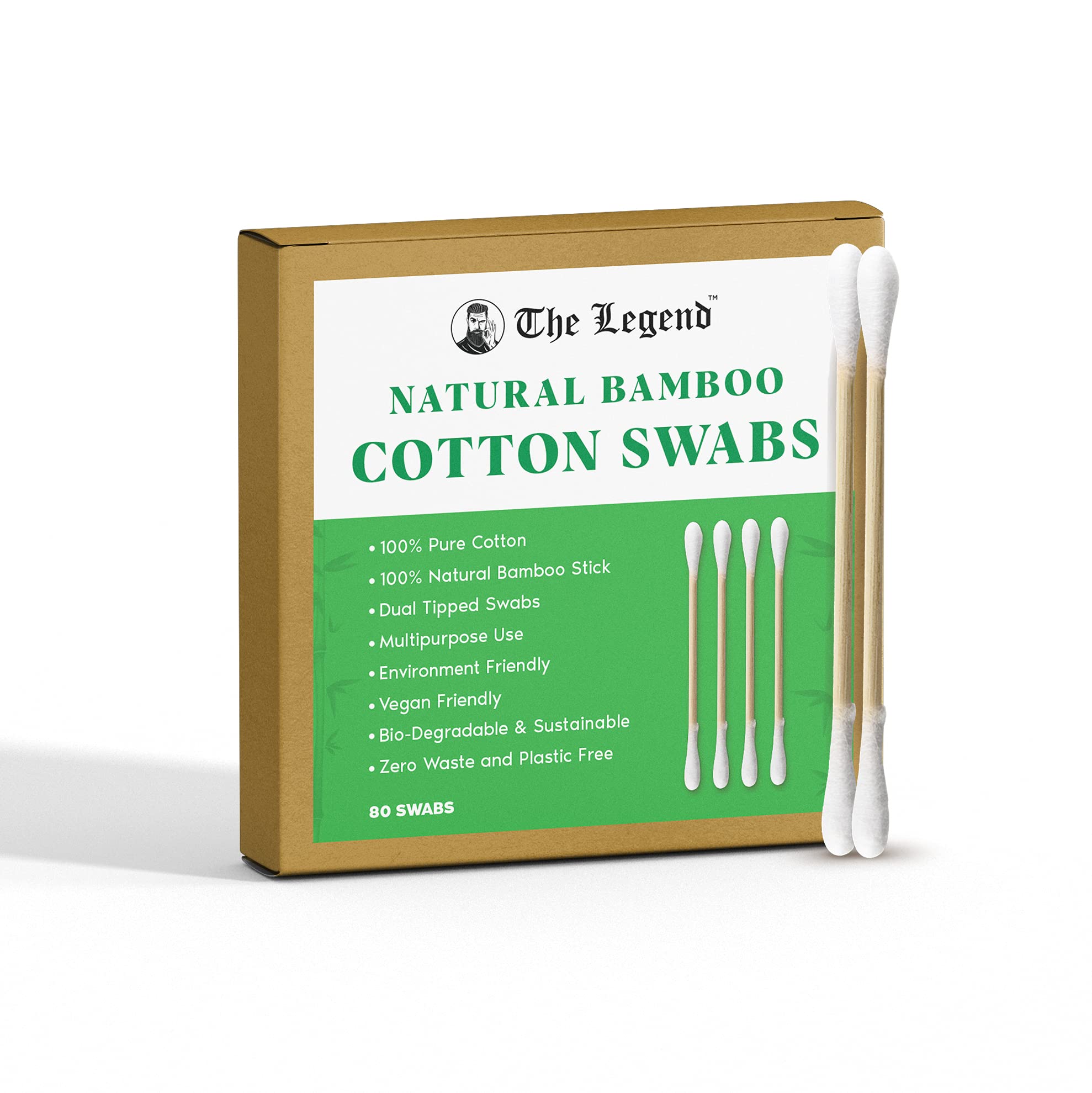 Bamboo cotton swabs | 100% Natural Bamboo Stick | Dual Tipped Swabs | 100% pure cotton |These cotton swabs are soft | Each box has 80, Pack of 3, 240 Swab Sticks-image-48