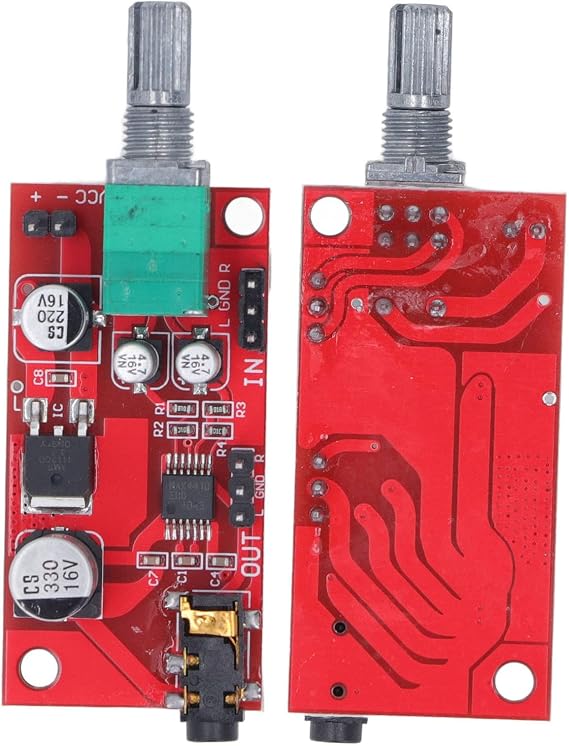Mini Headphones Amplifier Module, 3.5mm Interface Earphone Preamplifier Board, Stereo Headphone Earphone Amp, Volume Control Audio Booster with 3.5mm Jack