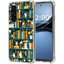 for Samsung A26 5G Case 6.7" Slim Soft TPU Crystal Clear Cover for Girls Women & Men,Shockproof Military-Grade Drop Protection,Unique Trendy Phone Case for Galaxy A26,Bookshelves Cats