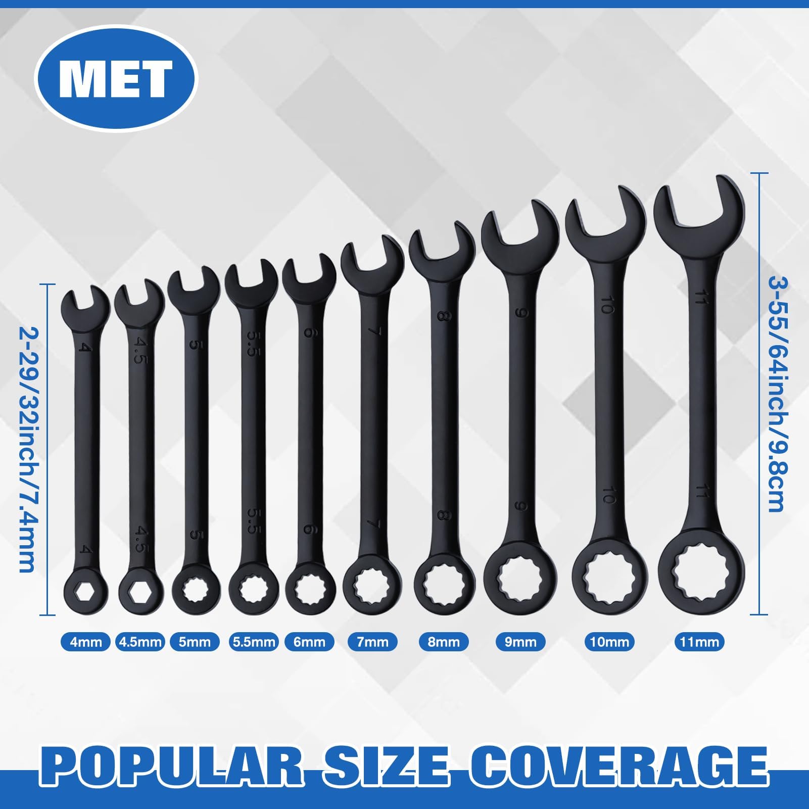 GOLD DEER 10PCS Mini Wrench Set Standard Metric 4mm-11mm Ignition Wrenches Open End and Box End Combination Wrench Set including Portable Pouch and Key Rings - Image 3