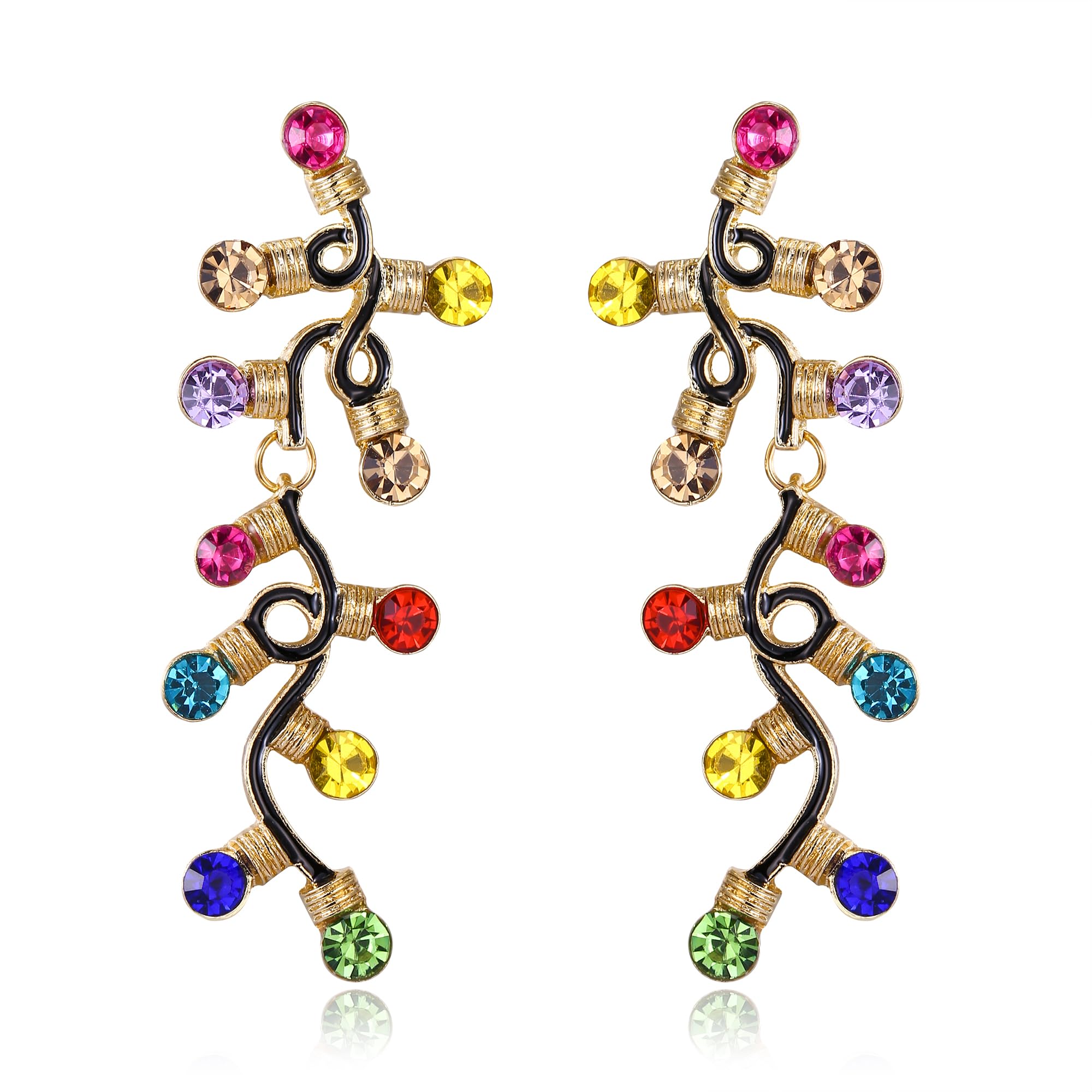 BriLove Christmas Earrings Tree Lights Linear Snowflake Deer Drop Holiday Jewelry Gift