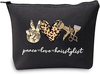 JXGZSO Scissor Makeup Organizer Hair Stylist Cosmetic Pouch Bag Hairdresser Gifts For Women Peace Love Hairstylist Toiletry Bag, Peace Love Hairstylist Black,