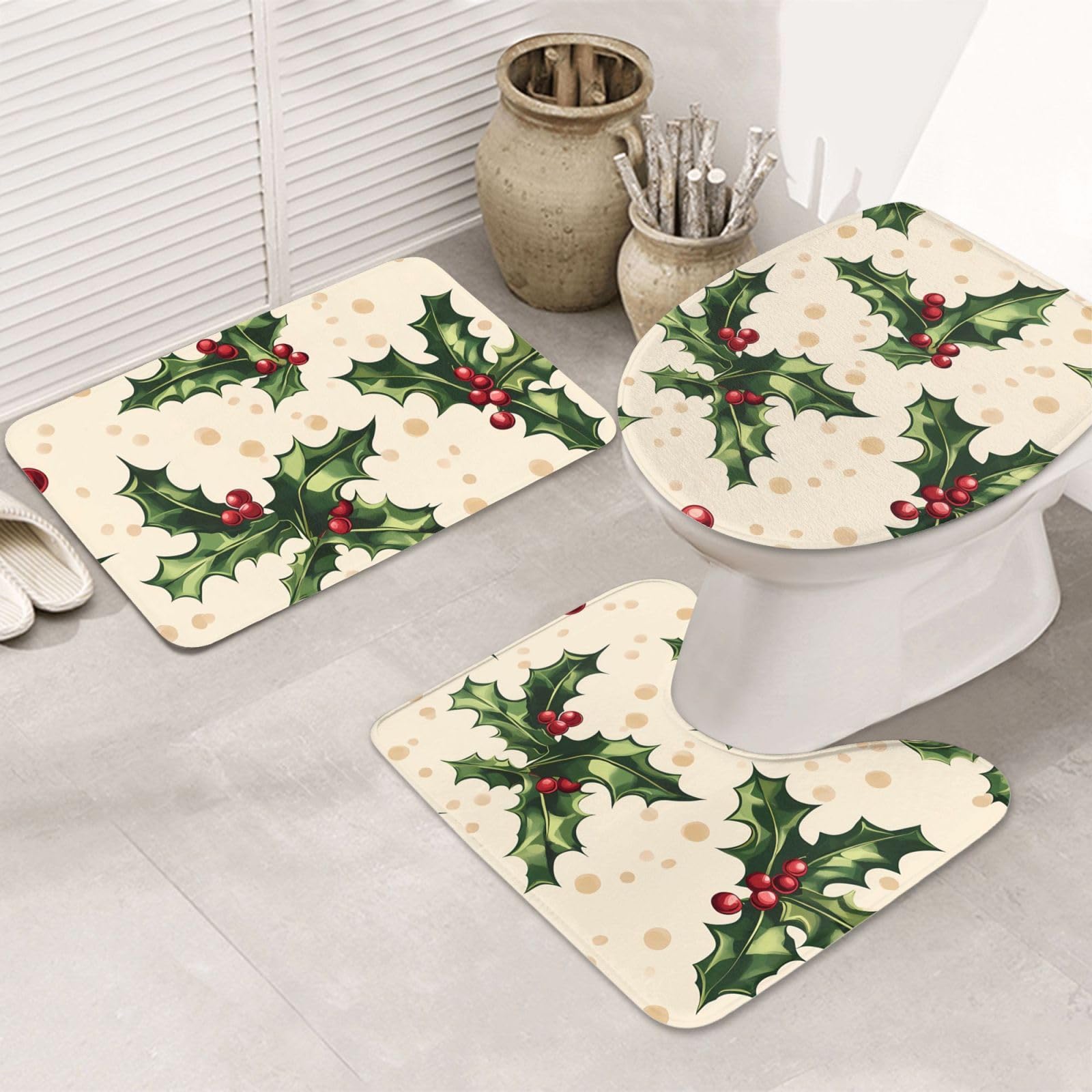 Alfombrilla de baño antideslizante y lavable con diseño de frutas rojas