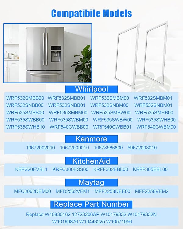 W10830162 Fridge Door Gasket Fit for Whirl-Pool Ken-More Kitchen-Aid by FJVFQJ - Used condition - Image 2