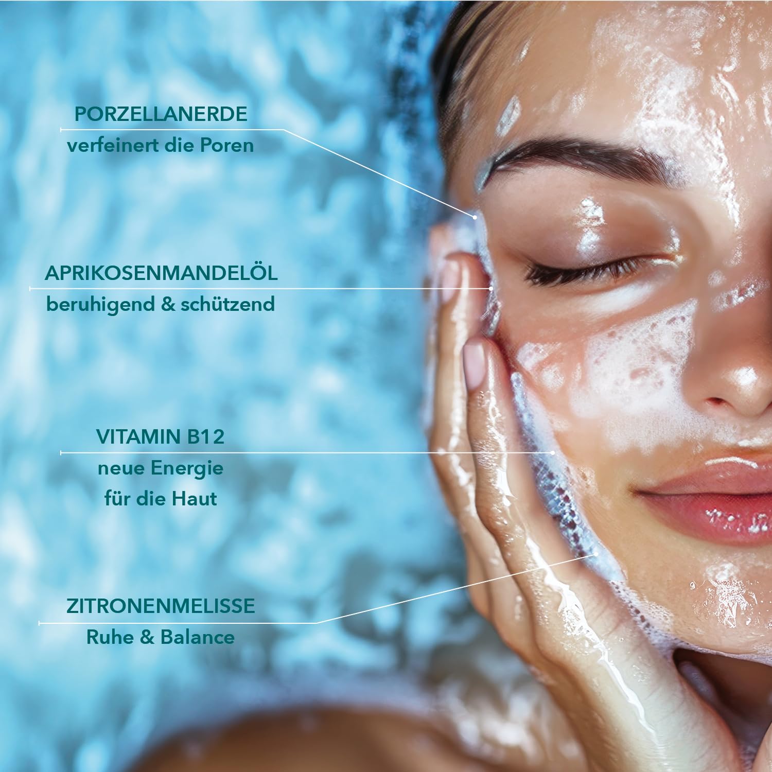 SK Naturkosmetik FEINHEIT Reinigungsmilch – sanfte Gesichtsreinigung mit Porzellanerde, Aprikosenmandelöl & Jojobaöl | mit Vitamin E & B12 | entfernt Make-up & Augen-Make-up ohne Brennen