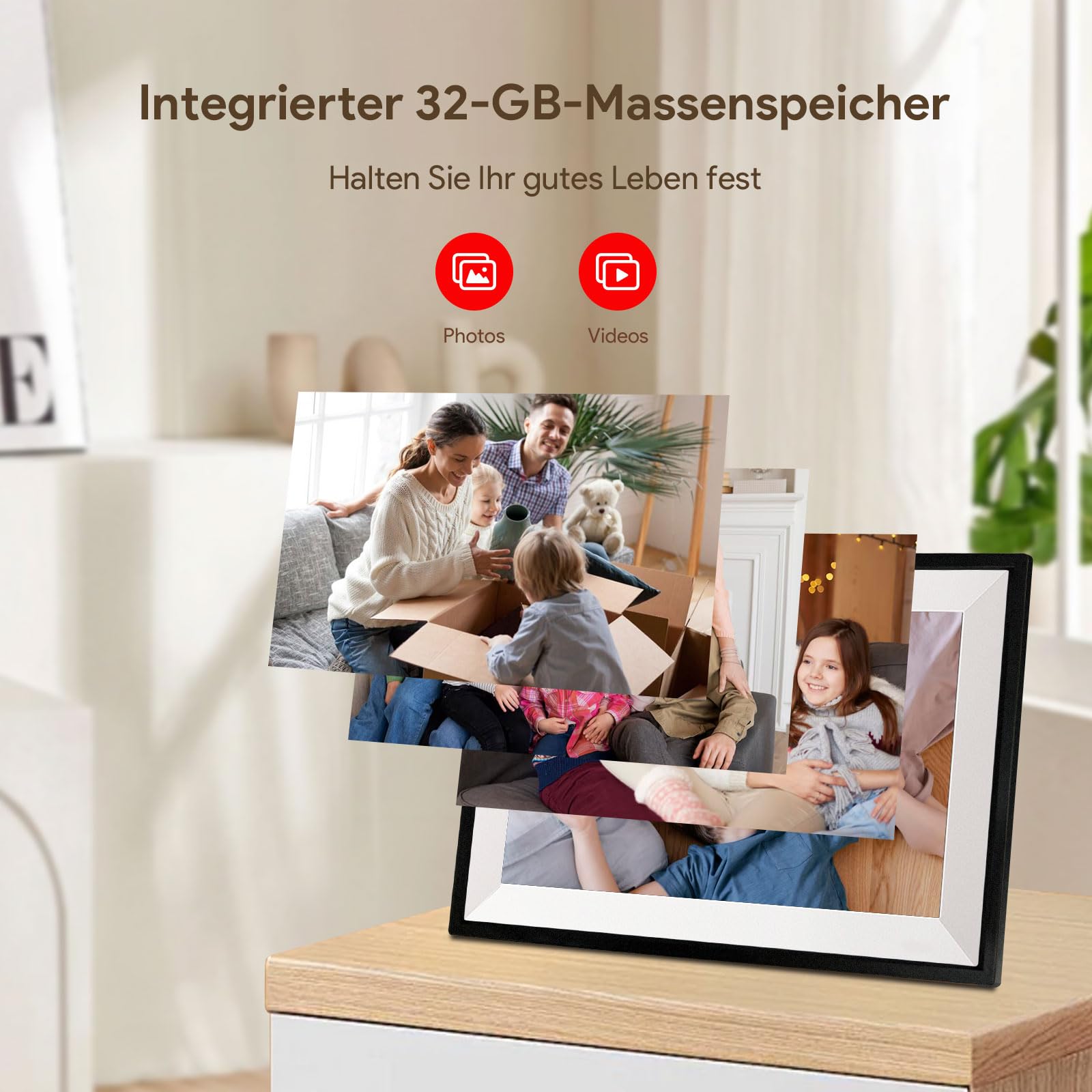 Frameo Digitaler Bilderrahmen, 10,1 Zoll WALN Digitaler Photo Frame 32 GB Speicher, automatische Drehung, Fotos/Videos über die App teilen und Grüße senden
