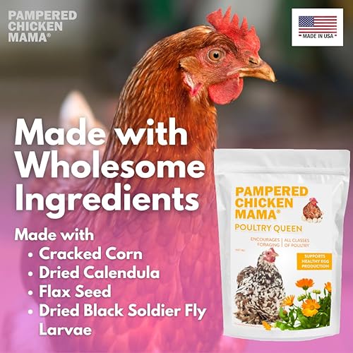 Miniatura 5 de Pampered Chicken Mama Golosinas de gusano de harina, maíz, lino y hierbas para pollos de patio trasero, alimentación en capas saludables y