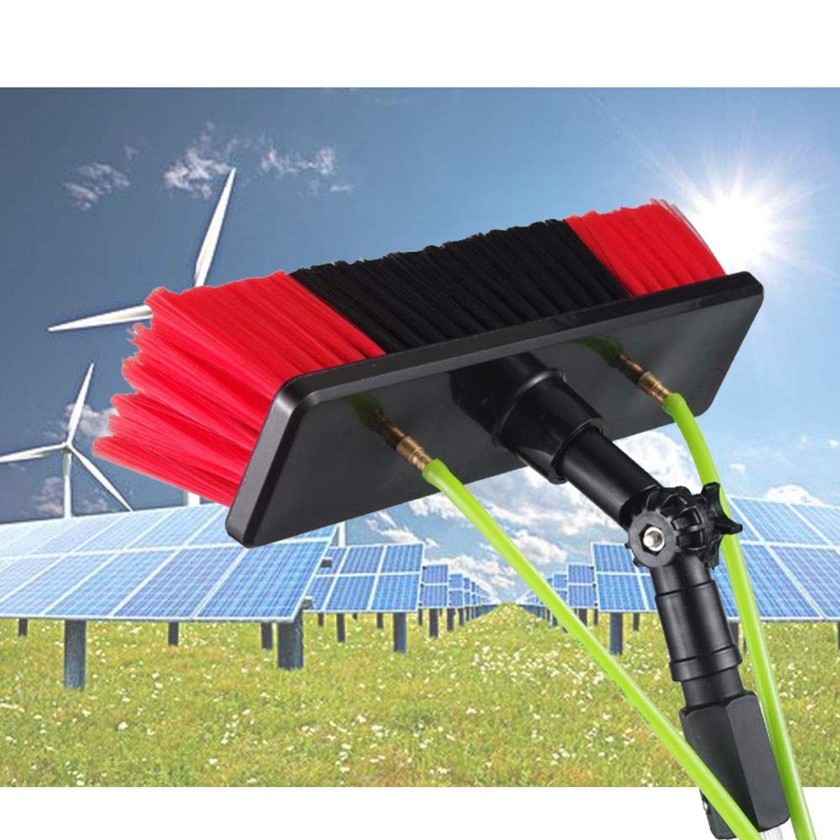 Cepillo telescópico de 5 m para limpiar ventanas y placas solares con toma de agua