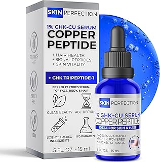 Skin Perfection GHK-CU Copper Peptides Serum for Face & Hair - Copper Peptide for Skin, Hair & Scalp - 1% Blue Liquid for Face, Neck, Body, and Scalp – Multi-Use Serum Booster with Dropper 0.5 fl oz